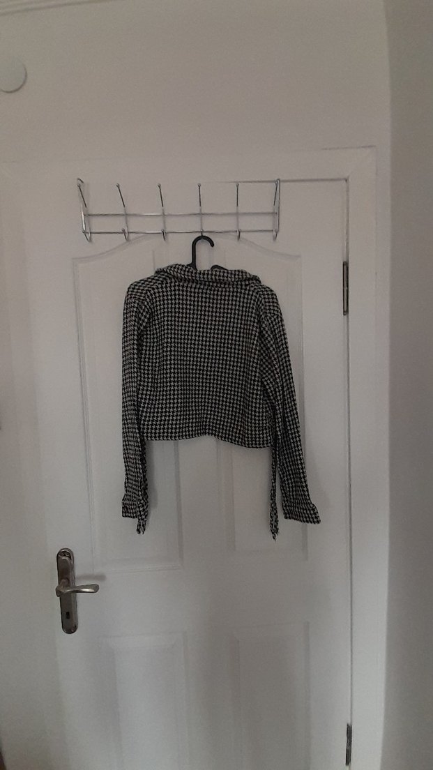 Uzun Kollu Düğmeli Gri Kadın Ceket - Görsel 3