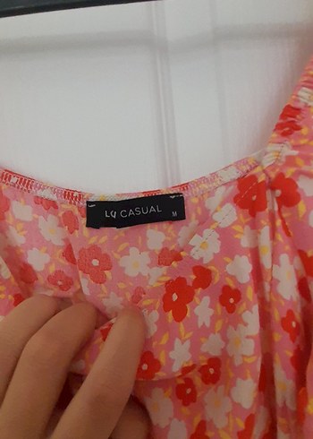 Kırmızı Bağlama Desenli Midi Elbise - Görsel 3