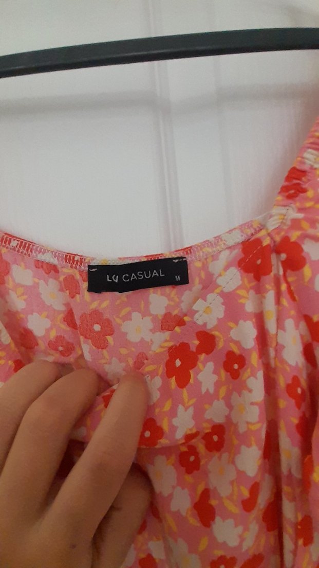 Kırmızı Bağlama Desenli Midi Elbise - Görsel 3