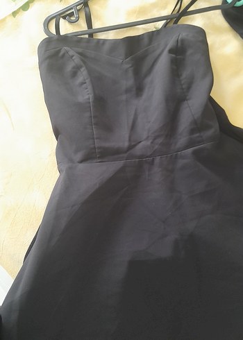 Siyah Straplez Midi Gotik Elbise - Görsel 3