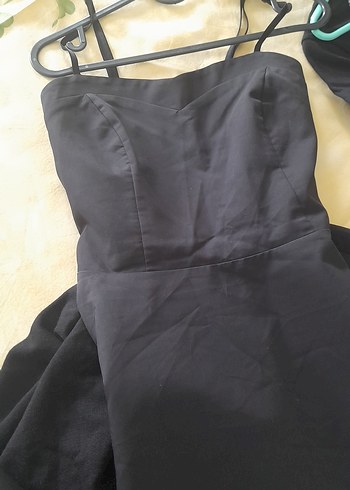 Siyah Straplez Midi Gotik Elbise - Görsel 2