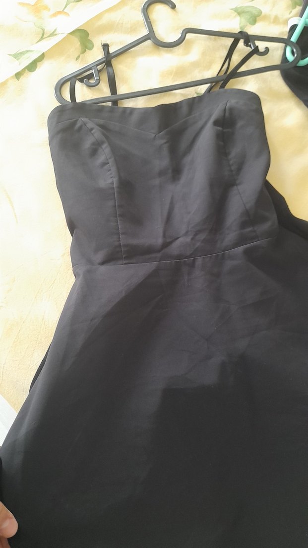 Siyah Straplez Midi Gotik Elbise - Görsel 3