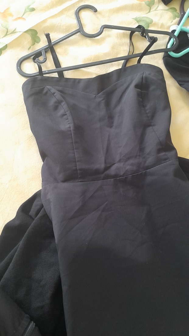 Siyah Straplez Midi Gotik Elbise - Görsel 2