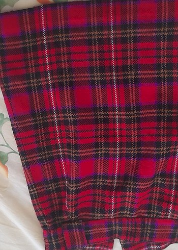 Parlak Kırmızı Ekose Desenli Battaniye - Görsel 2