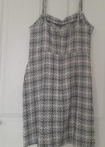 Gri Ekose Desenli Midi Elbise - Görsel 2