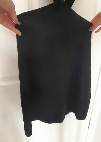 Yüksek Yakalı Siyah Gotik Midi Kıyafet - Görsel 3