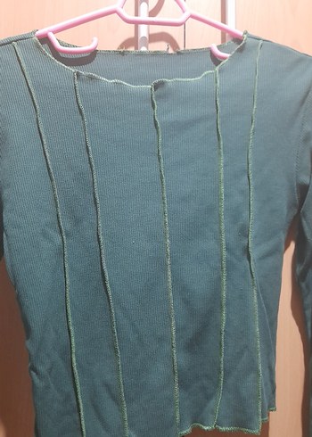 Kadın Koyu Yeşil Pileli Uzun Kollu Bluz - Görsel 2