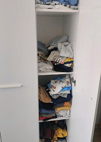 Beyaz Çocuk Dolabı Ahşap Detaylı - Görsel 7