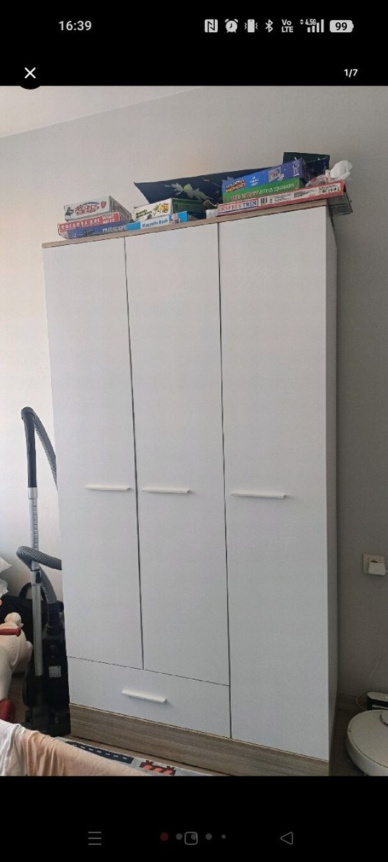 Beyaz Çocuk Dolabı Ahşap Detaylı - Görsel 4