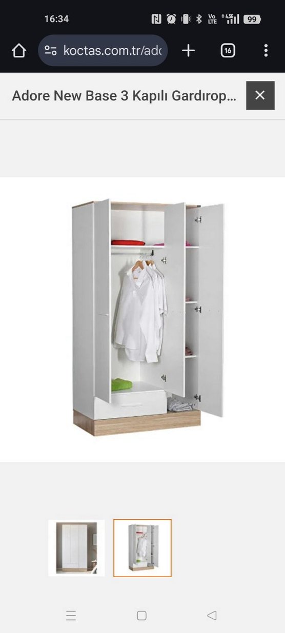 Beyaz Çocuk Dolabı Ahşap Detaylı - Görsel 2