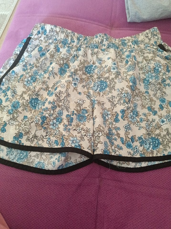 Dantel Detaylı Mavi Bohem Hamile Şortu - Görsel 2