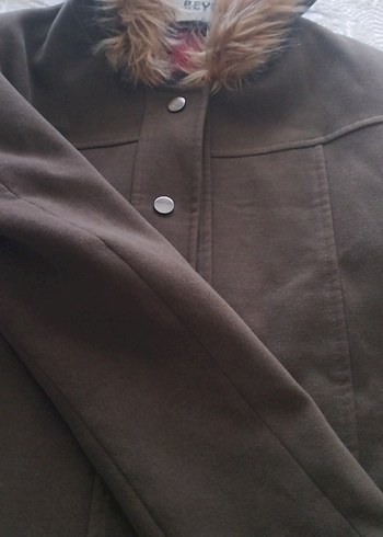 Kürk Detaylı Kahverengi Kadın kaban - Görsel 2