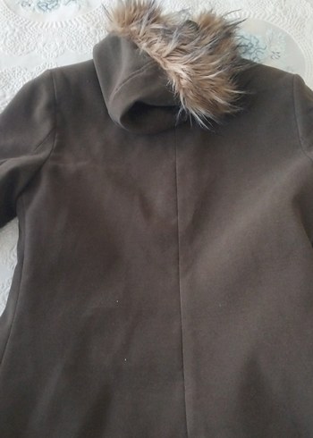 Kürk Detaylı Kahverengi Kadın kaban - Görsel 4