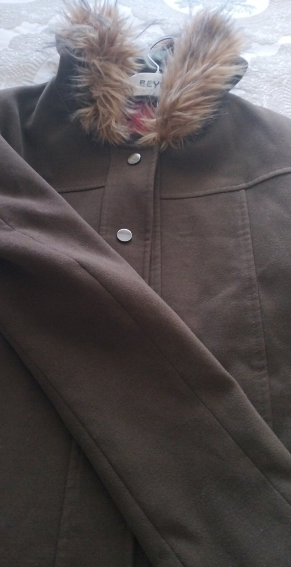 Kürk Detaylı Kahverengi Kadın kaban - Görsel 2