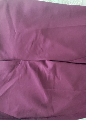 Bordo Düz Pilili Kadın Kumaş Pantolon - Görsel 2