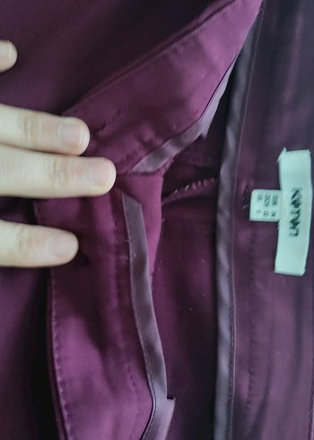 Bordo Düz Pilili Kadın Kumaş Pantolon - Görsel 3