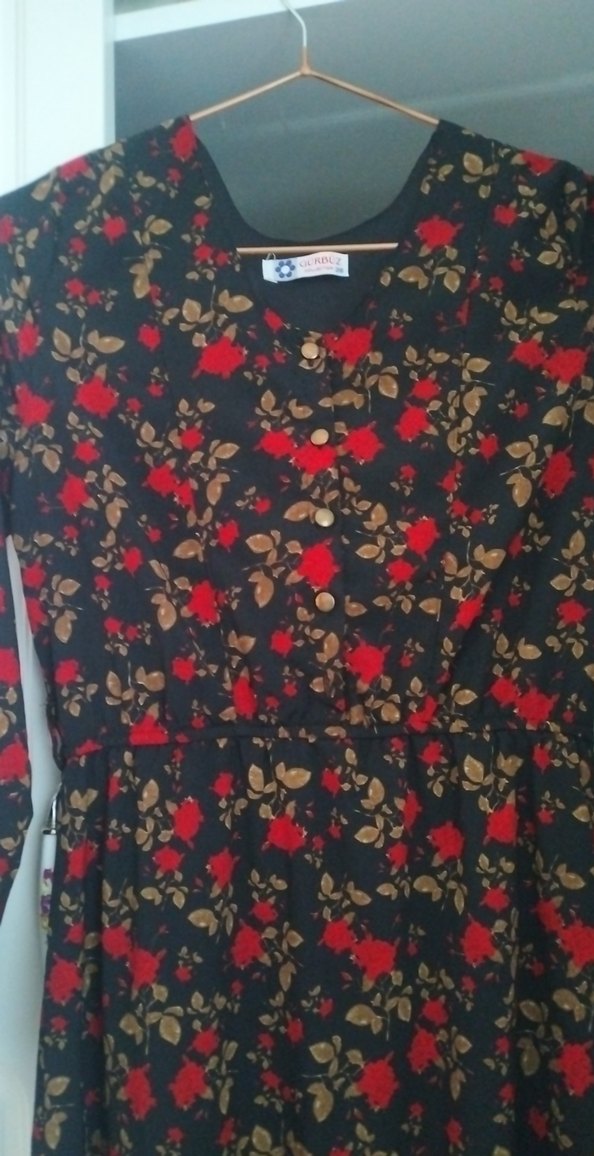 Çiçek Desenli Uzun Kollu V Yakalı Kadın Elbise - Görsel 3