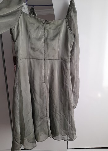 yeşil Drapeli kısa Kadın Abiye Elbise - Görsel 7