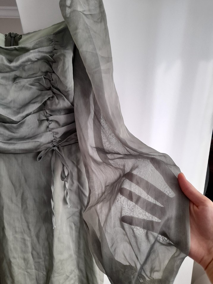 yeşil Drapeli kısa Kadın Abiye Elbise - Görsel 3