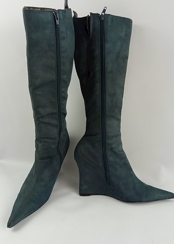 casa rossi marka petrol yeşili süet Çizme - Görsel 3