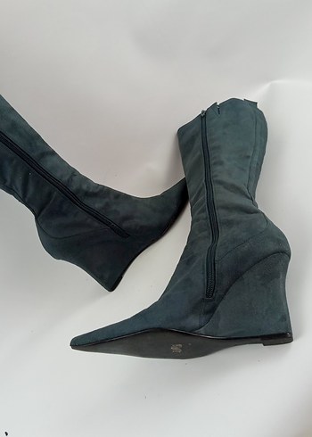casa rossi marka petrol yeşili süet Çizme - Görsel 4
