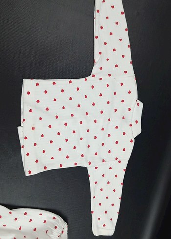 Kalp Desenli Beyaz Bebek Takımı 3-6ay - Görsel 3