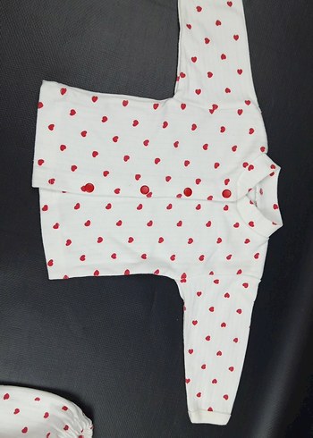 Kalp Desenli Beyaz Bebek Takımı 3-6ay - Görsel 2