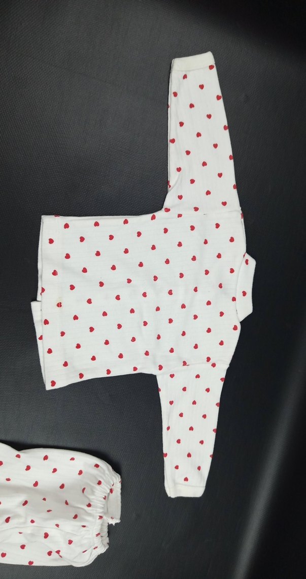 Kalp Desenli Beyaz Bebek Takımı 3-6ay - Görsel 3