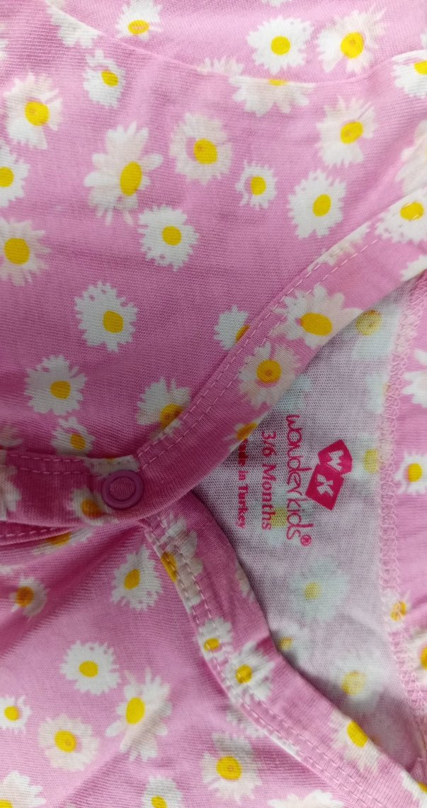 Pembe Çiçek Desenli Bebek Tulum - Görsel 2