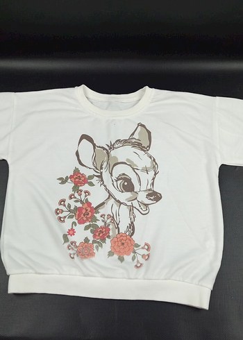 Kız Çocuk Beyaz Baskılı Dantel Detaylı Sweatshirt - Görsel 3