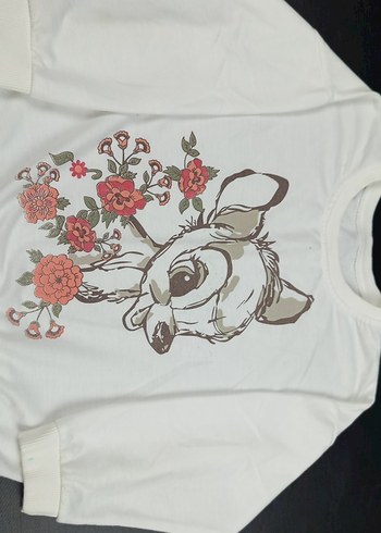 Kız Çocuk Beyaz Baskılı Dantel Detaylı Sweatshirt - Görsel 2