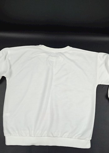 Kız Çocuk Beyaz Baskılı Dantel Detaylı Sweatshirt - Görsel 4