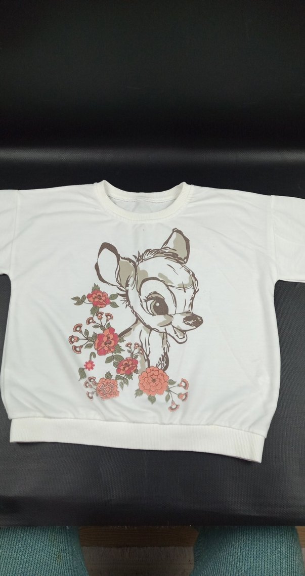 Kız Çocuk Beyaz Baskılı Dantel Detaylı Sweatshirt - Görsel 3