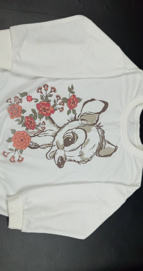 Kız Çocuk Beyaz Baskılı Dantel Detaylı Sweatshirt - Görsel 2