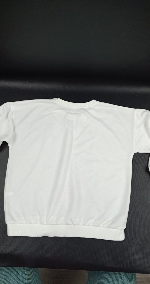 Kız Çocuk Beyaz Baskılı Dantel Detaylı Sweatshirt - Görsel 4