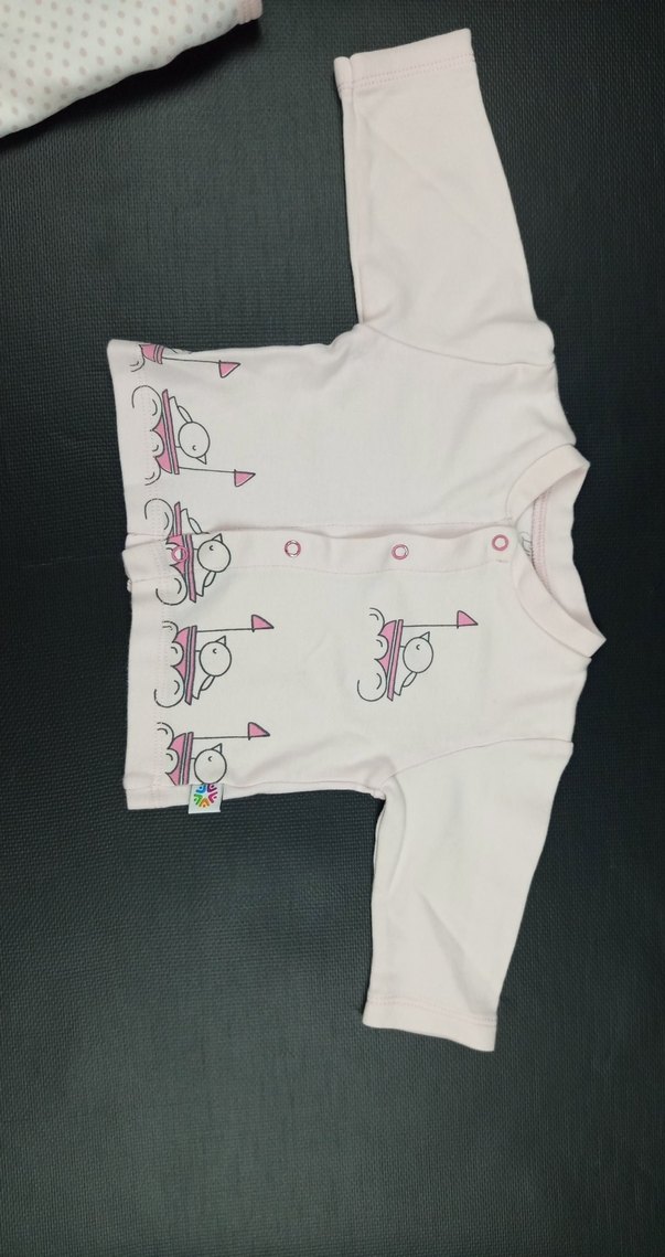 Pembe Baskılı Fırfırlı Bebek Kız üst - Görsel 2