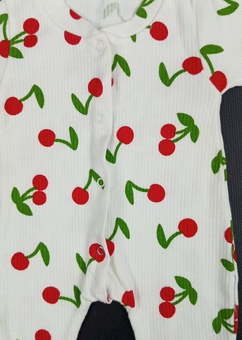 kiraz desenli Beyaz Bebek Kız Tulum - Görsel 2