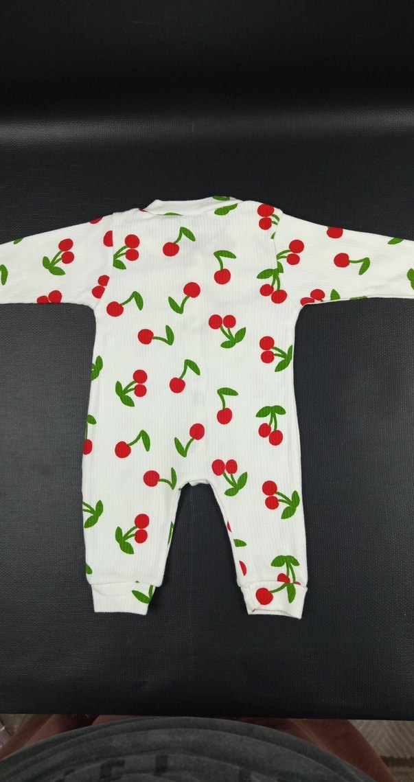 kiraz desenli Beyaz Bebek Kız Tulum - Görsel 3