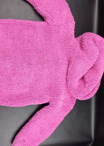 Kız Çocuk Pembe örgü Kapüşonlu hırka mont - Görsel 3