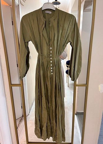 Salaş Kesim Haki Uzun Elbise - Görsel 4