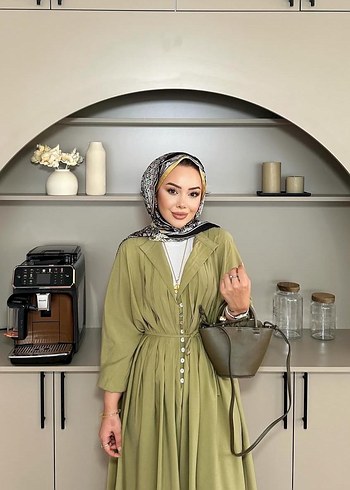 Salaş Kesim Haki Uzun Elbise - Görsel 2