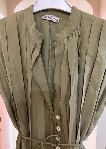 Salaş Kesim Haki Uzun Elbise - Görsel 5