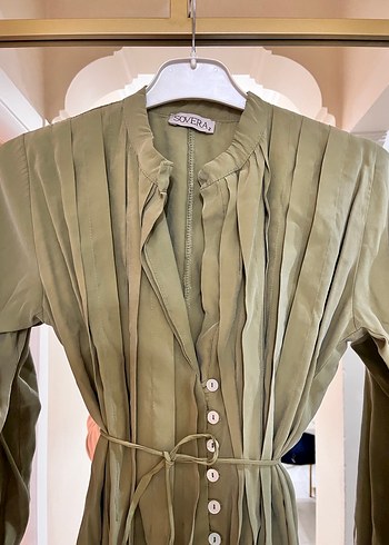 Salaş Kesim Haki Uzun Elbise - Görsel 6