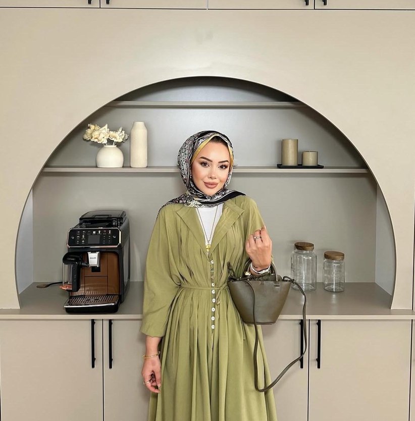 Salaş Kesim Haki Uzun Elbise - Görsel 2