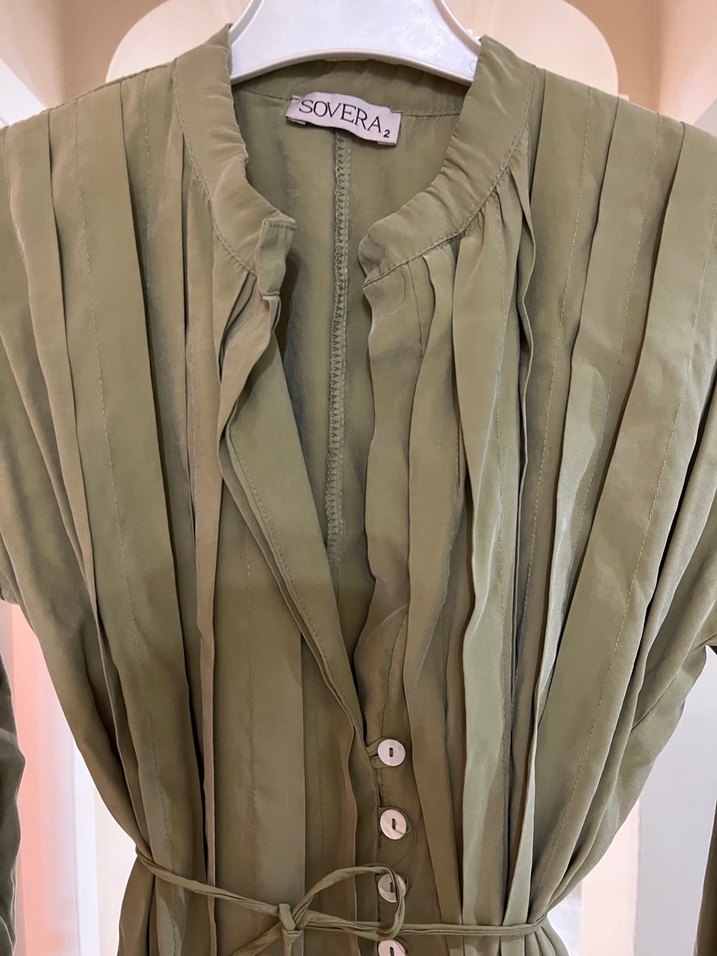 Salaş Kesim Haki Uzun Elbise - Görsel 5