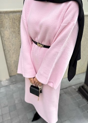 Pembe Kemerli Uzun Kollu Uzun Elbise - Görsel 2