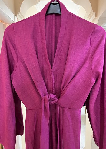 Bordo Uzun Kollu Bohem Kadın Elbıse - Görsel 3