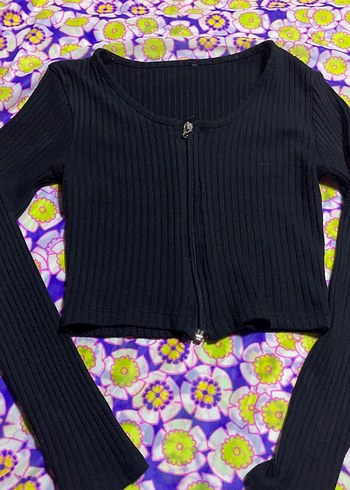 fermuarlı mini hırka goth