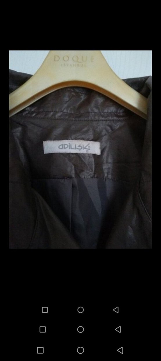 Düğmeli Kahverengi Deri Kadın Trençkot - Görsel 3