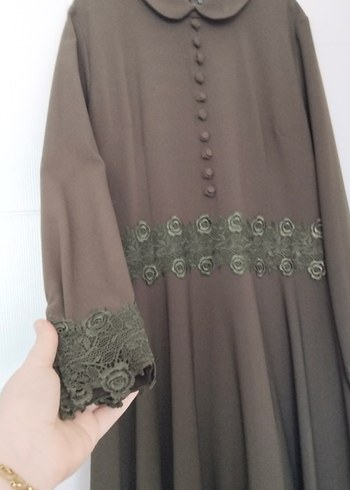 Abiye Düğmeli Vintage yeşil Uzun Elbise